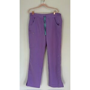 Figs Technical Collection Kade Purple Scrub Pants Womens Medium Teal Drawstring